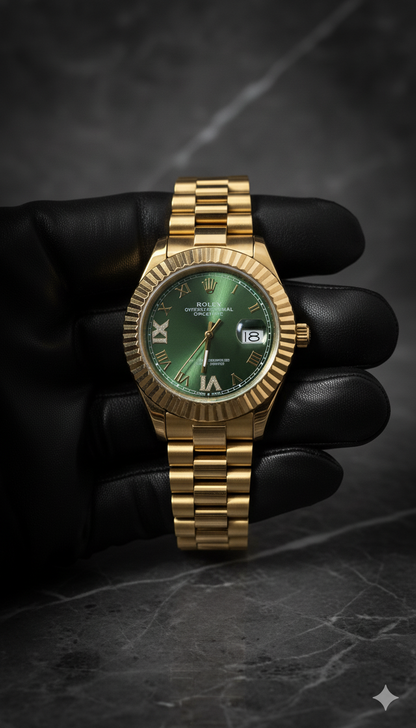 Rolex Green Dial With Golden Stainless Steel Chain