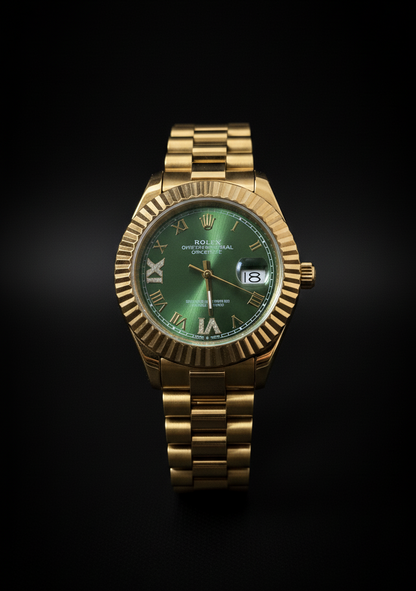 Rolex Green Dial With Golden Stainless Steel Chain