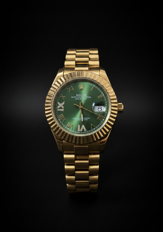 Rolex Green Dial With Golden Stainless Steel Chain