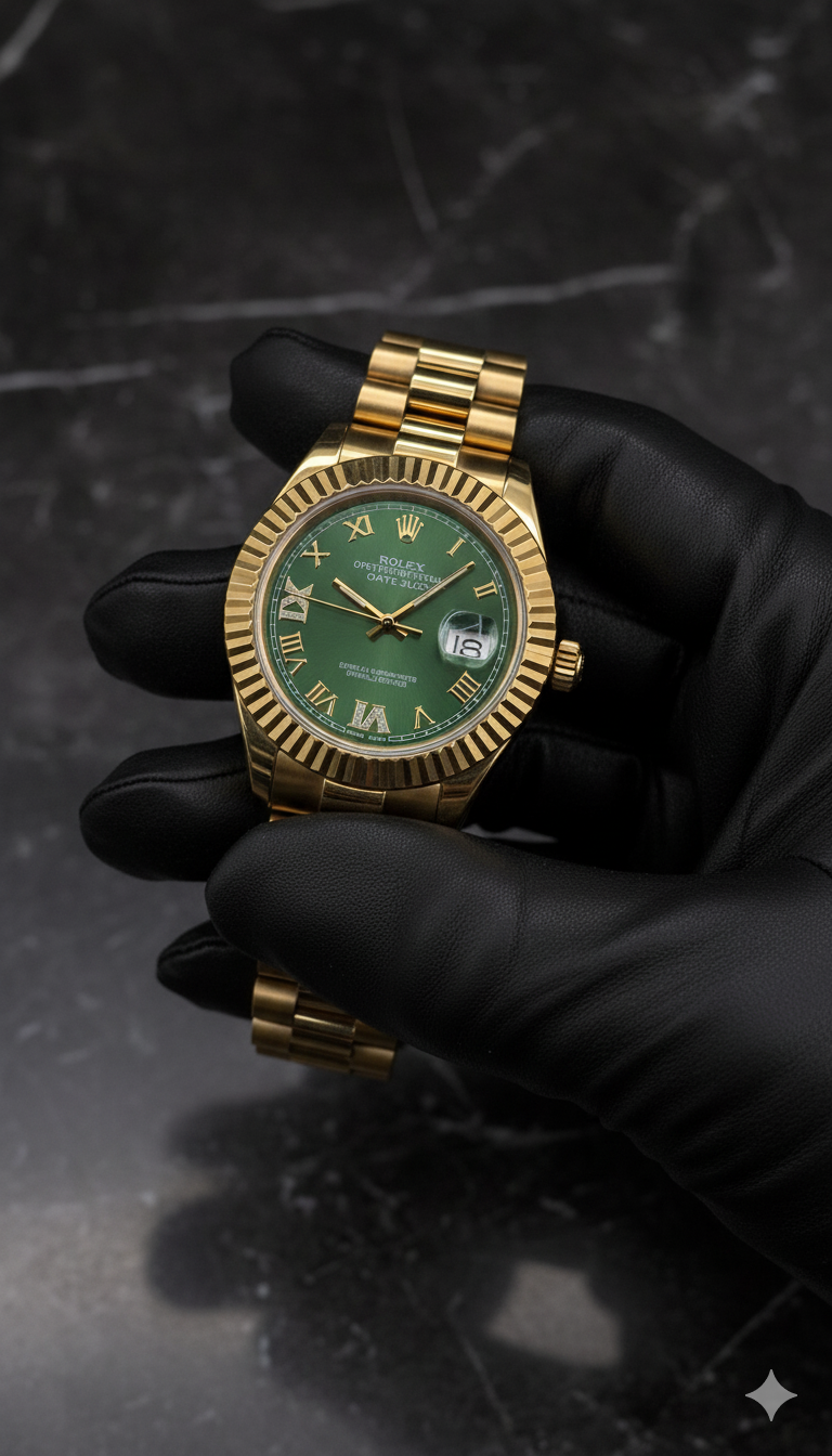 Rolex Green Dial With Golden Stainless Steel Chain