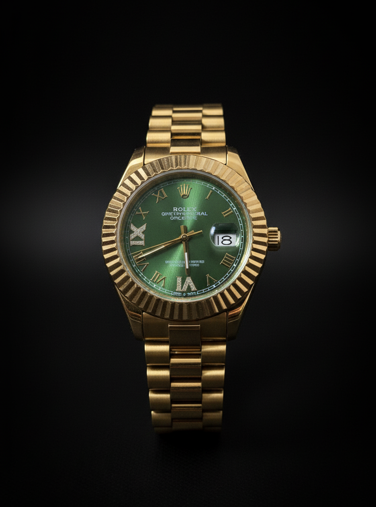 Rolex Green Dial With Golden Stainless Steel Chain