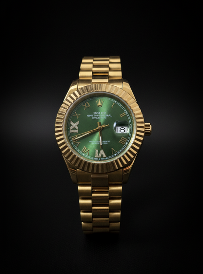 Rolex Green Dial With Golden Stainless Steel Chain