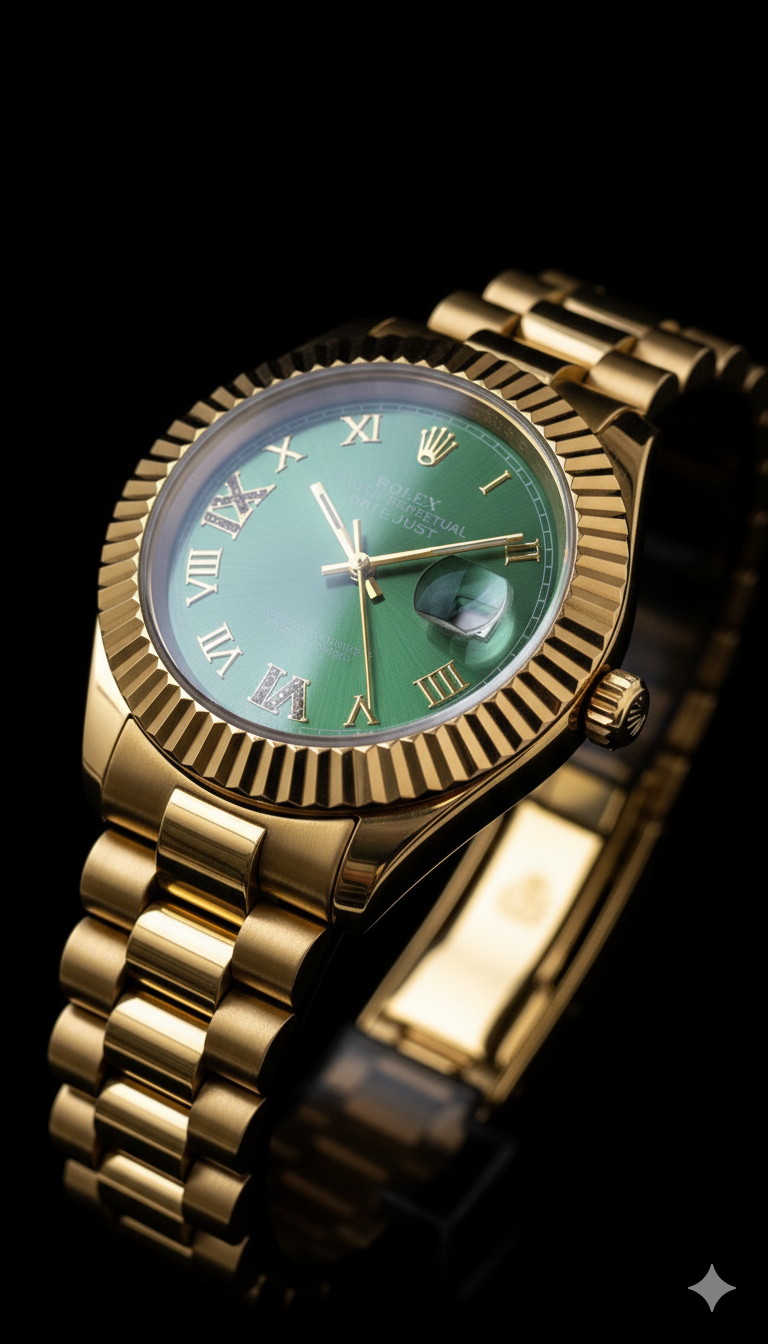 Rolex Green Dial With Golden Stainless Steel Chain