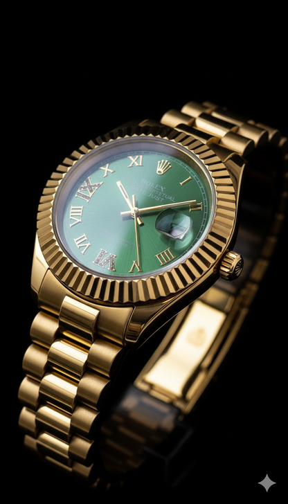 Rolex Green Dial With Golden Stainless Steel Chain